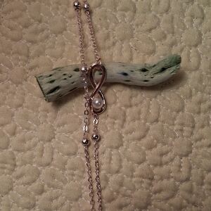 Rose Gold Infinity Bracelet with Pearl Accent - Women Jewelry Bracelets